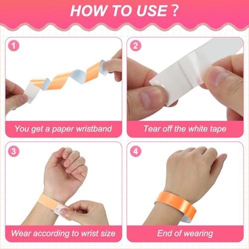 Event Paper Polsbandjes, 1200 stuks Neon Party Polsbandjes, Gekleurd Waterdicht Concert Identificatie Polsbandjes Handbandjes voor Bar Access Fluorescerend Oranje 4