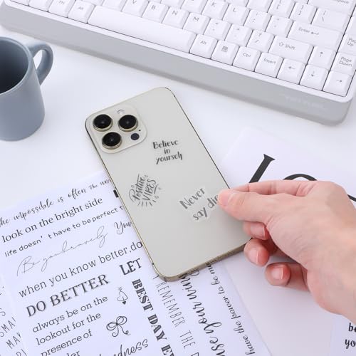 8 Sheets Zwarte Stickers Inspirerende citaten Motivationele esthetische woorden Mooie woorden Positieve bevestiging Stickers voor studenten Leraren Decor Laptop Scrapbook 5