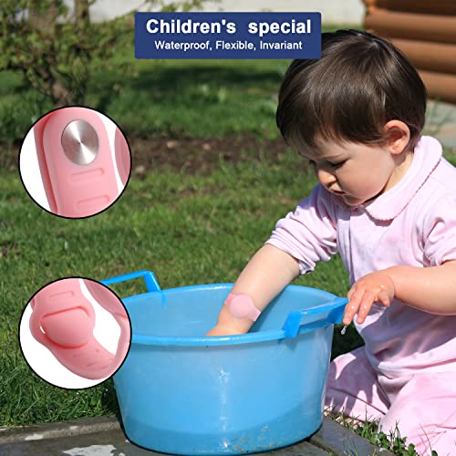 2Pcs Kinder Armband voor AirTag, Waterdichte Siliconen AirTag Armband voor Kinderen Oudere, Verstelbare Anti-Lost AirTag Houder voor Verbergende GPS Tracker (Roze, donkerblauw), Siliconen 3