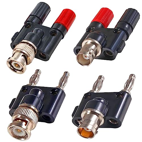 BNC Plug naar Dual Banana Adapter Set, BNC Plug naar Dual Banana Plug 4mm en BNC Socket naar 4mm Double Banana Plug (4PCS)
