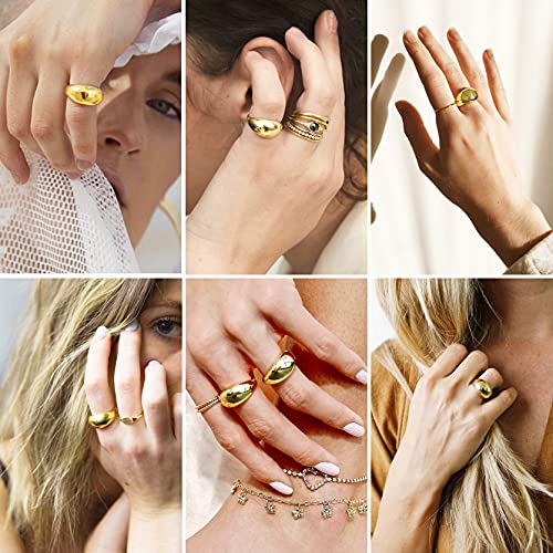 Sieraden roestvrij staal gepolijste dome ringen voor vrouwen meisjes, grootte J-Z1⁄2, dikke dikke duim ring, kan worden gegraveerd 4