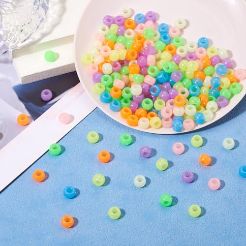 210st grote gat Europese kralen rondelle gloeien in de donkere kraal 9mm acryl spacer kralen bulk voor armband oorring ketting ambachtelijk DIY sieraden vrouwen accessoire 4