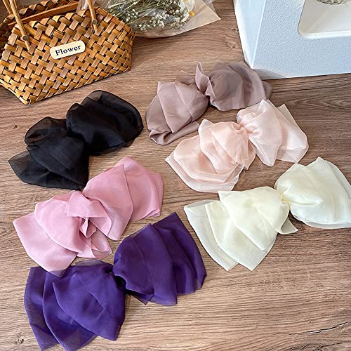 Big Hair Bows Clip Hair Clips voor vrouwen Meisjes Vrouwen Chiffon Tulle Bows Big Hair Clips Hair Clip Hair Accessoire voor bruiloft feest dagelijks dragen 4