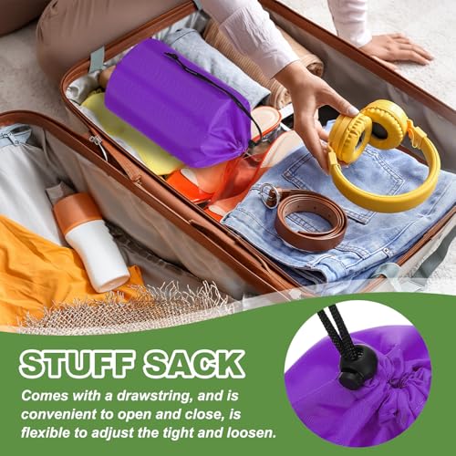 Stuff Sack, 2 stuks 20x40cm Waterdichte Outdoor Opbergzak Draagbaar Koordstof Flap Bag Lichtgewicht slaapzak voor Camping Wandelen Reizen, Paars 4