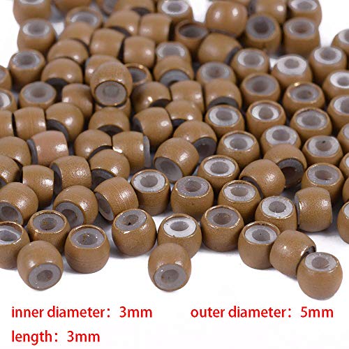 500PCS Siliconen Lined haar uitbreiding kralen Micro kralen Siliconen Lined Kralen Siliconen Lined Ringen voor haar uitbreiding - Zwart