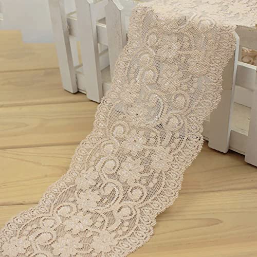 3m x 10cm Lace Trim Vintage Lace Ribbon Border Katoenen Decoratie Lint Decoratief Tape Kant Stof Kant Trim voor DIY Crafts, Bloem verpakking, Tafelkleed Decoratie, Cadeaupapier, Lichte Khaki