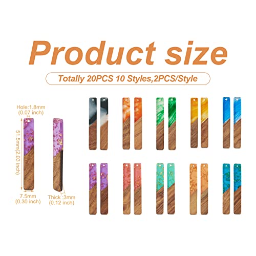 20st/10 paar Hars Walnut Houten Hangers Rechthoekige Charm met Gold Foil Patchwork Hangers voor DIY Ketting oorbellen hangen sieraden maken 3