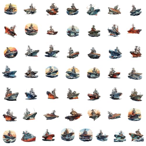 Vliegtuigdrager Sticker Set, voor tieners en volwassenen, Pak van 50 Waterdichte Vinyl Stickers, Auto, Motorfiets, Fiets, Skateboard, Snowboard, Bagage, Laptop, Koffer, Helm, Motorfiets, Computer