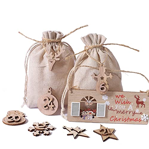 2 stukken advent kalender nummers hout nummer 1-24 kerst ambachten (0,1 kilogram) 3