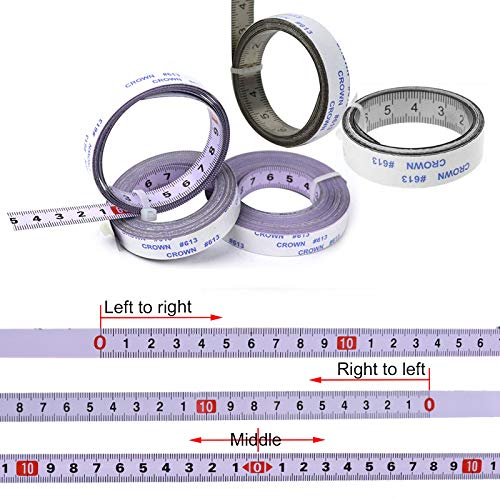 Gereedschap links naar rechts 0-10M Stainless Steel Mitre Track Tape Zelfklevend meten Metrische schaal regelaar voor Miter Zag T-Track Houtbewerking Gereedschap (Wit)