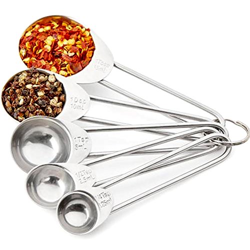 Roestvrij staal meten Lepels 5 st Roestvrij staal meten Lepels Set Metalen koken bakken Keuken 15ml, 10ml, 5ml, 2ml, 1ml