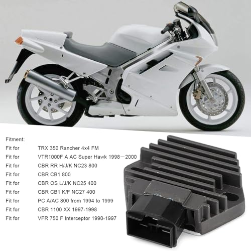 Motorspanningsregelaar, motorregelaar gelijkrichter Geschikt voor CBR 1100 XX/VFR 750 31600-KFG-861 31600-HN5-671, Zwarte body afmetingen: ca. 85 x 62 cm, Normaal, Zwarte body afmeting: ca. 85 x