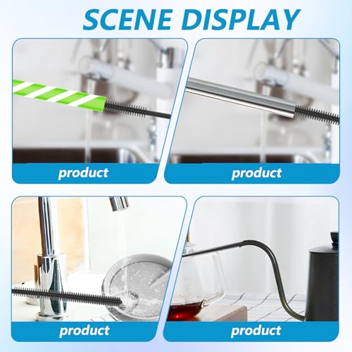 2 stuks Siliconen Flesborstel, Straw Cleaner Set, Extra Lange Dubbelzijdige Zachte Siliconen Borstel voor babyflessen, Waterflessen, Thermos, Sportflesjes, Warmtebestendig, Hangen 5