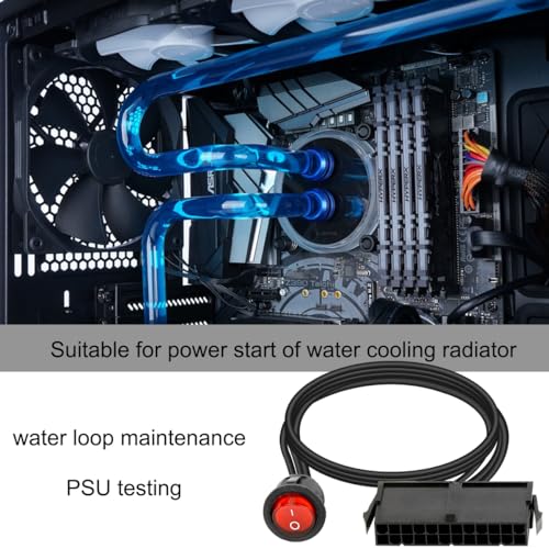 2 stuks 24 Pin ATX voeding Jumper Bridge Tester Gereedschap met aan/uit switch LED Rode Kabel Adapter Computer Power Bridge voor waterkoeling Knop 5
