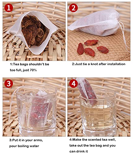 Verpakking van 200 theezakjes Lege theezakjes met infuus Filterzakje Herb Bag Filter Paper Thee Filter koordzakje voor thee Koffie Fruit Thee Bloemen Specerijen Specerijen Poeder 7 x 9 cm 5