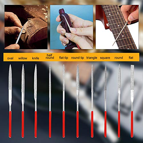 Gitaarbestanden, 10 stuks Fret Groove Zadel Lock Pickguard slijpen van bestanden Luther Reparatie Gereedschap Spelen Accessoires voor Gitaar Viool 3