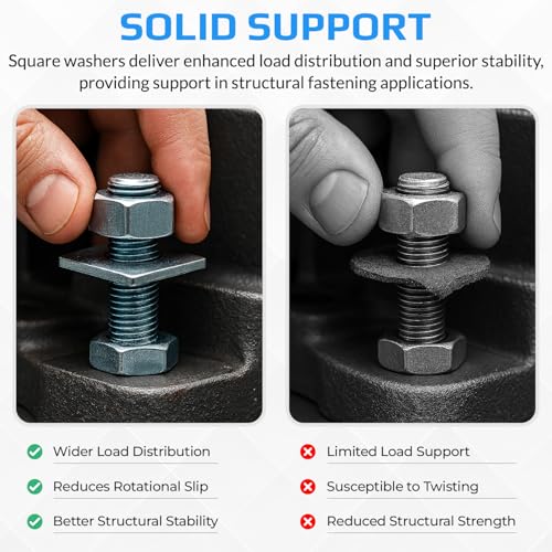 M12 vierkante plaat ringen, rechthoekige wasmachine met rond gat, gegalvaniseerd gegalvaniseerde zware wasmachine voor 12mm bouten/moeren DIN436 (10 stuks) 5