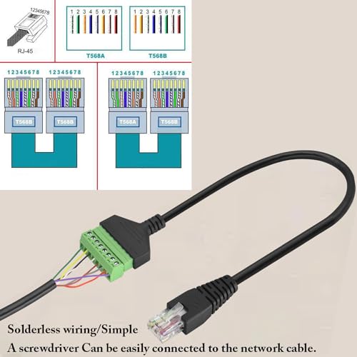 RJ45 Schroef Terminal, RJ45 Ethernet 8P8C Plug to 8 Pin Extender Adapter voor AV CCTV DVR Cat6 Cat5 Inline Coupler (30cm/2PCS) 4