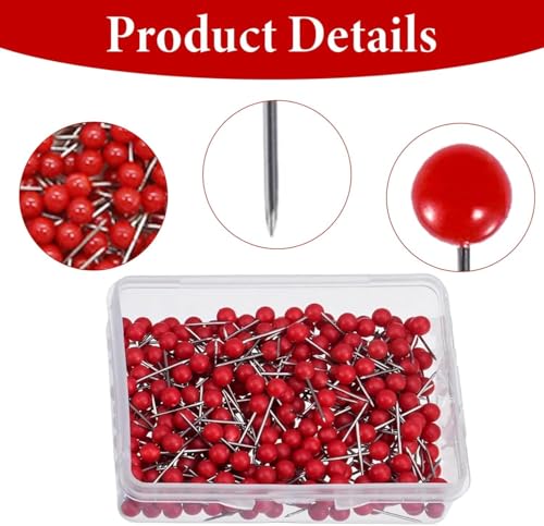 200st Rode Ronde Hoofd 15mm Korte Pins met Rode Plastic Ronde Hoofd Roestvrij Pin Hoofd Groot voor het markeren van DIY Bulletinbord van Cork Boards 4