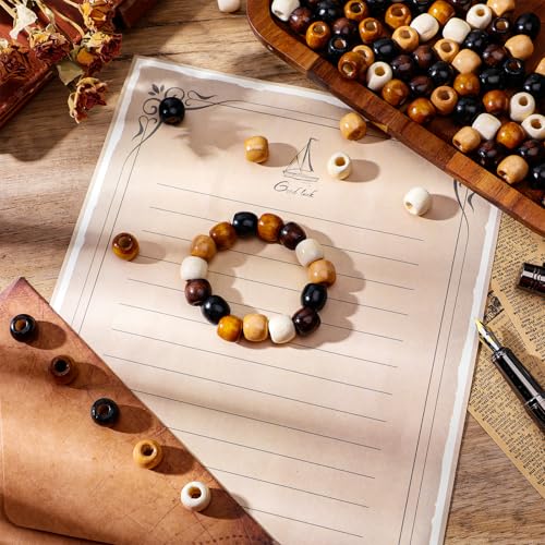 100 natuurlijke houten kralen, 5 kleuren, grote gaten voor crafting, dreadlocks, macrame en sieraden maken 3