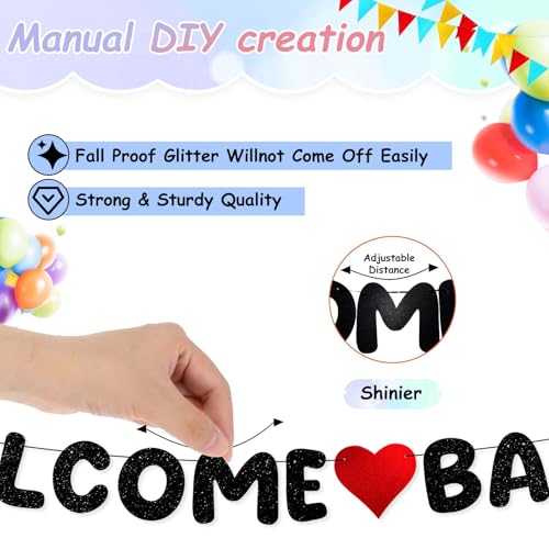 Welkom terug Garland, Welkom Banner met Glitter, Hartelijk welkom Garland, School, Seizoen, School Banner voor School Decoratie, Klaslokaal, Familie, Decoratie, Eerste Schooldag, Activiteiten 4
