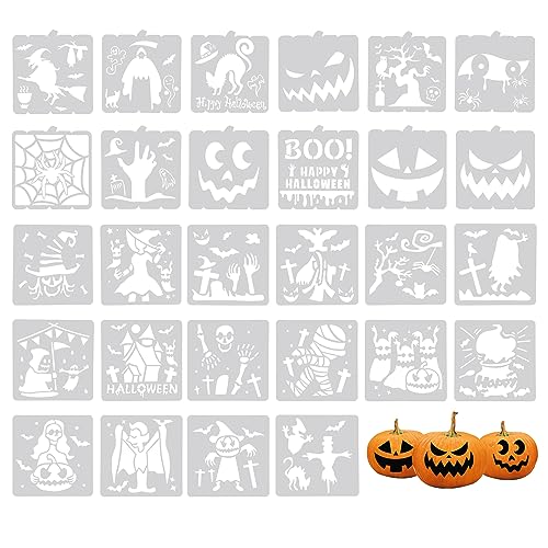 28 Stukken Halloween Stencils, Stencils om pompoen vleermuis Spider Ghost elementen Stencils te schilderen op muren voor scrapbooking DIY Craft Wood Wall Decor