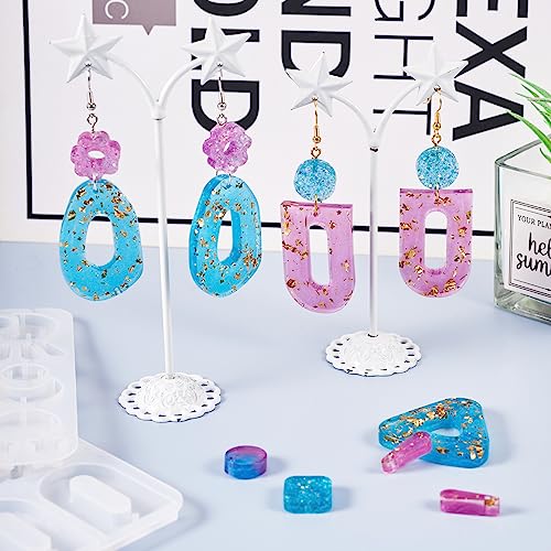Harsvorm Kit hangers Silicone mallen Epoxy Hars met oorbellen haken Jump Rings Schroef Eye Pin Peg Bails voor oorbellen sieraden maken