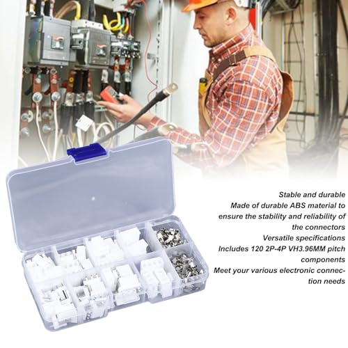 120PCS VH3.96 Connector Kit 3.96MM Pitch ABS Materiaal Veelzijdig voor DIY projecten Apparaat Reparatie en elektronische circuits 3