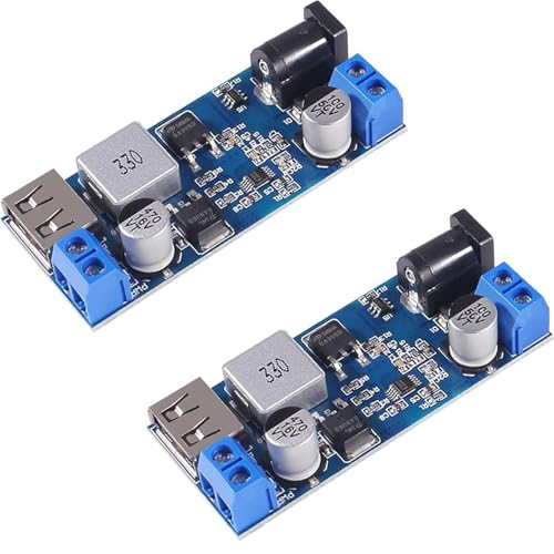 DC 9V 12V 24V naar DC 5V 5A Stap omlaag Converter, 9-36V Stap omlaag naar USB 5V Transformer Dual Output Voltage Regulator Plate [2 Pack]