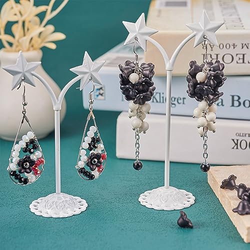 100 st. Zwarte bloem kralen caps 5-Petals Zwarte bloemen End Caps Opaque Hars Bloem kralen Cap voor DIY armband oorbellen ketting sieraden maken, Gat: 1.5mm