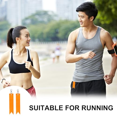 Veiligheidsreflector 15.2 x 2,5cm, 12 Pieces Reflector Tag Hanger Reflectieve veiligheidssleutelhanger voor Rugzak Fietsen Running Rolstoel, Oranje 4