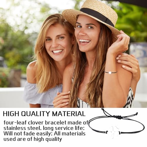 Cloverleaf armband, geluk bedel armband voor vrouwen, geluk armband met zilveren klaver blad klaver armband voor moeders, vrouwen, liefhebbers, zussen, Roestvrij staal 3