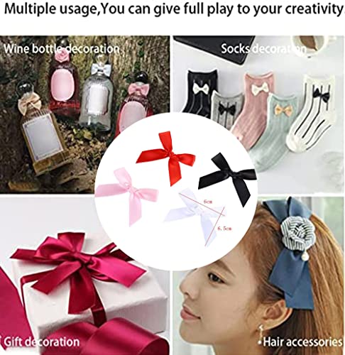 Satin Ribbons 100 stuks 6 x 6,5 cm Decoratieve Bows Cadeaubogen voor DIY Crafts Bruiloft Kerst Valentijnsdag Decoratie Kaart maken decoratie Beige