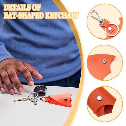 3 stuks lederen sleutelhanger creatieve sleutelhouder Bat Keychain Batvorm Opvouwbare opvouwbare leuke auto Key Case met grote capaciteit auto sleutel geval voor mannen, Multicolour, S 4