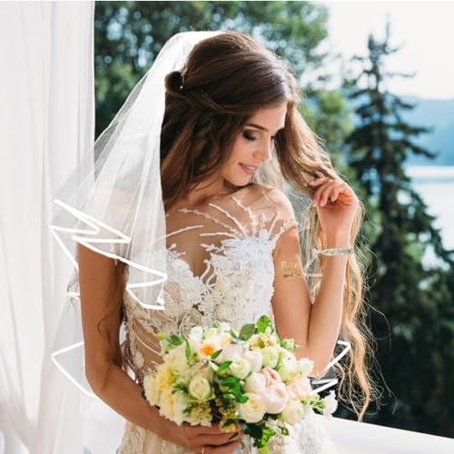 Bruidsaccessoires, 3 stuks, witte bruid Veil met Comb, gouden bruid tatoeage, witte bruid armband, bruid vrijgezellenfeest Accessoires voor kippenfeest, bruidsdecoratie