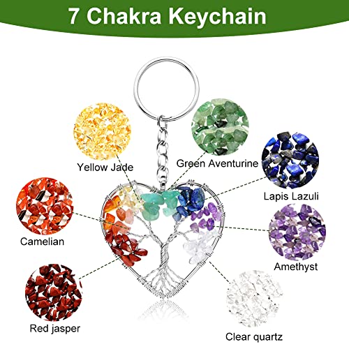 7 Chakra Healing Crystal Tree of Life Keychain - Gemstone Lucky Charm met kaart voor paar, minnaar, moeder en vrienden 3