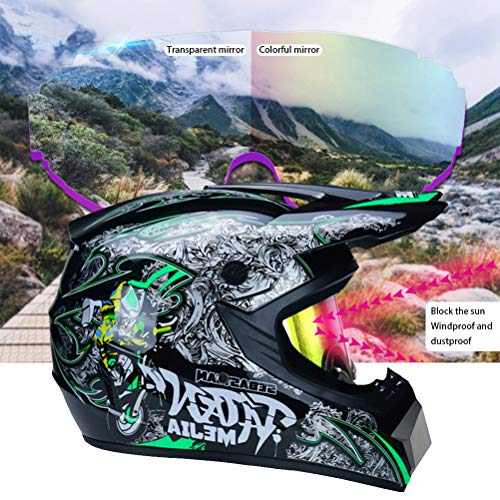 Professionele Motocross Helm, Motocross, Dirt Bike, Off-Road Motorfiets Helm, Handschoenen Set, Veiligheidsbril, Winddicht Mask, MTB Helm, Geschikt voor volwassenen en kinderen 4