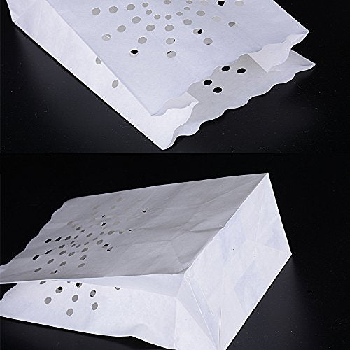 Verpakking van 50 lichtzakken, papieren zakjes voor theelichtjes en kaarsjes met zonnepatroon voor thuis bruiloft viering decoratie (26 x 15 x 9 cm) 5