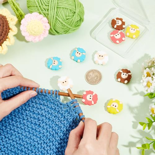 10st 5 kleuren schapen breinaalden stoppen, naald punt beschermers dier vorm siliconen kralen brandpunt kralen voor het breien accessoires DIY ambachten 3