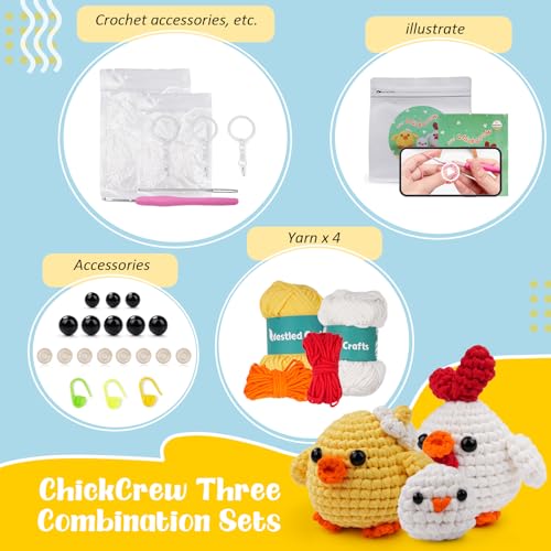 NesteldCrafts haak Set, Complete haak Set voor beginners en volwassenen, Breiset, Zachte garen, IJs Stripe lijn, Gift voor verjaardag, Stap-voor-stap Video-instructies (KukenCrew) 5