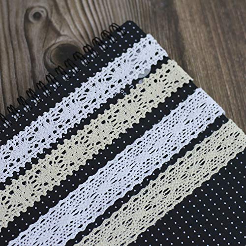 Lace Ribbon White 26m Cotton Decoration Ribbon -2,5cm Vintage Lace Board haak randen voor het knutselen, Naaien, Bruiloft Decoratie Scrapbooking Gift Box (White-A) 3