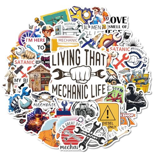 Stickers voor Mechanics Kids Tieners 50 stuks Machine Waterdicht Vinyl Laptop Skateboard Koffer Helm Autofiets mobiele telefoon Motorrijwiel Bike Scrapbook Cadeaudagboek