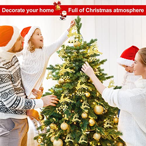 16 Stukken Kerst Decoratie Herten Kerstboom Decoraties Kerst hanger Boom Decoraties Rendier Gouden Kerstboom Hanger Elk Kerstboom Decoraties met Jingle Bell Gift 5