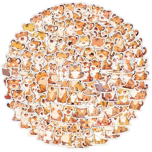 100 stuks Tiger Sticker Set, Leuke tekenfilm Dieren, Waterdichte Vinyl Stickers, Auto, Motorfiets, Fiets, Skateboard, Snowboard, Bagage, Laptop, Koffer, Helm 3