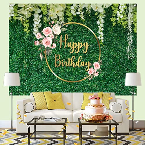 Verjaardag decoratie voor meisjes / vrouwen, verjaardag banner, groene bladeren, stof teken, poster, gelukkige verjaardag, achtergrond banner, dames, verjaardag feest decoratie 4