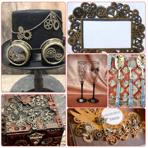70 stuks Steampunk Gear Decoratie Sprocket met Sprocket Steampunk Decoratie Metaal Tanden Diverse kleuren Steampunk Gear Charms Decoratie DIY Antieke Steampunk, Zink, Geen Gemstone 4
