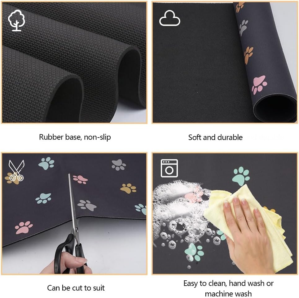 50x30cm Pet Bowl Mat voor honden en katten, Super Absorberende Voeding Mat, Non-Slip en Waterproof Dog Bowl Pad, Honden Voeder Mat, voor Living Room, Pet Store (Dark Grey) 3