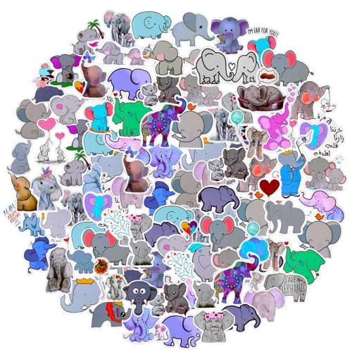 50Stuks Leuke Olifant Stickers, Waterdichte Vinyl Stickers, Kawaii Olifant, Esthetische Stickers voor Waterflessen, Laptop, Scrapbook, Telefoon, Skateboard, Koffer, Bagage