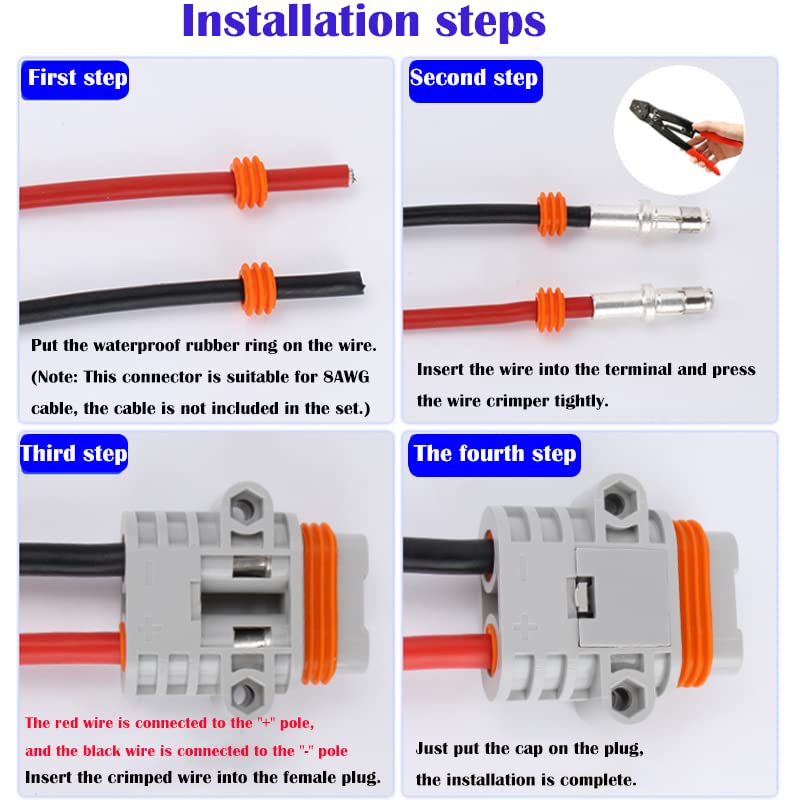 50 A 600 V Battery Connector Plug (2 Set) - Quick Connect Battery Connector Quick Connector Plug voor Airconditioning, Campers, Caravans 3