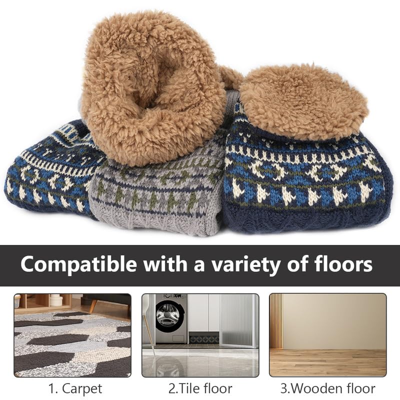 Slipper Sokken voor mannen en vrouwen, Fluffy Warm Cosy Sokken, Warm Wool Lined Sokken, Non-Slip Vloer Sokken voor binnen en thuis, 1 Paar 5